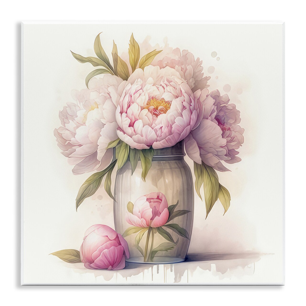 Stupell Industries Soft Pink Peonies Wall Plaque Art Design by LSR Design Studio